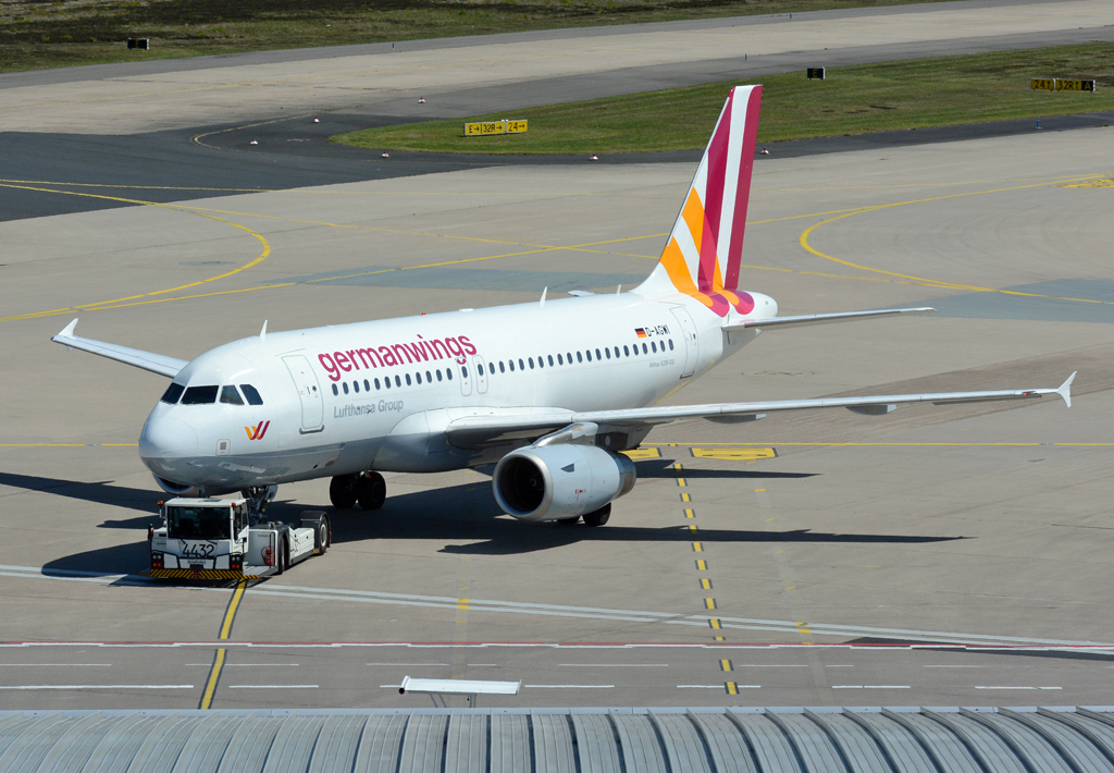 A 319-100 Germanwings D-AGWI, pushback in CGN - 05.05.2016