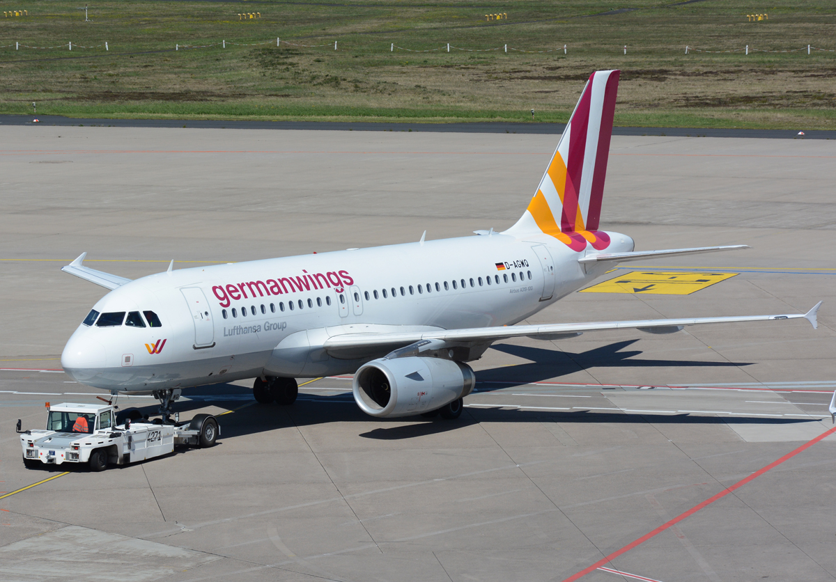 A 319-100 Germanwings D-AGWQ, pushback in CGN - 05.05.2016