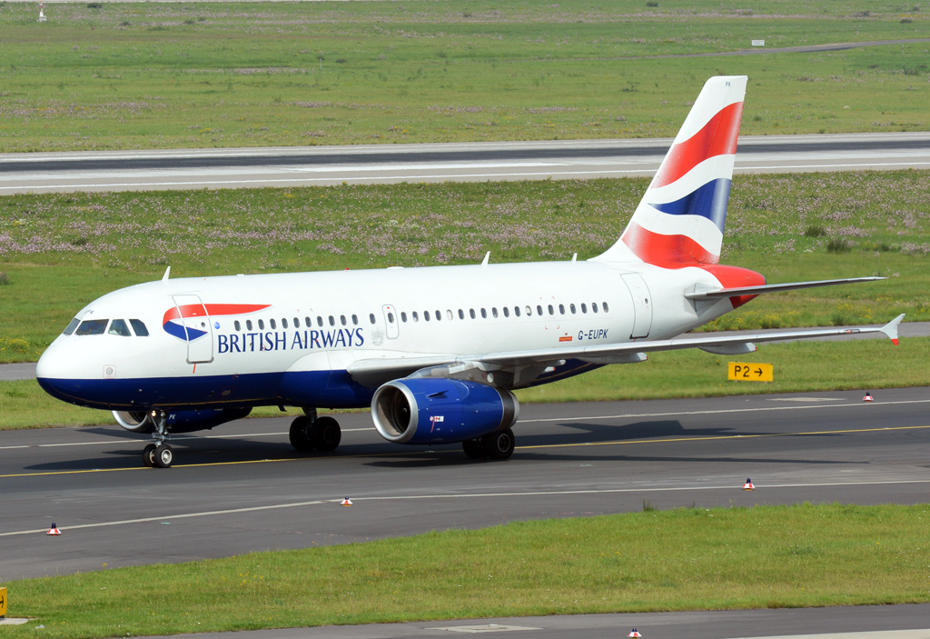 A 319-131 der British Airways G-EUPK - taxy at DUS - 04.09.2014
