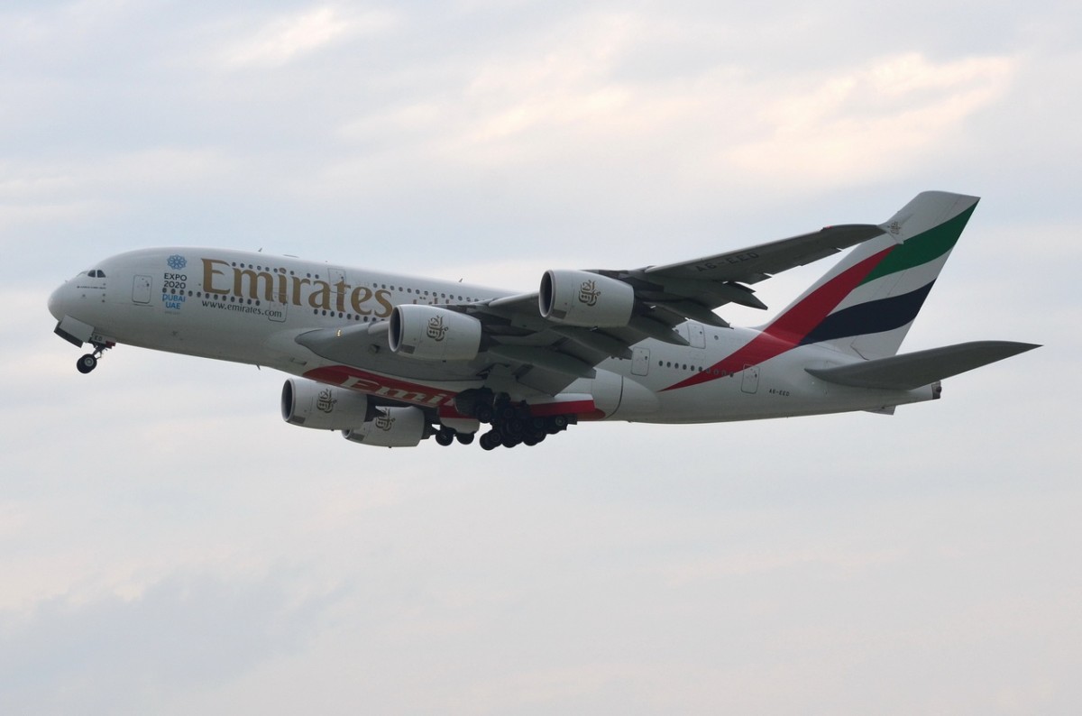 A6-EED Emirates Airbus A380-861   am 13.05.2015 in München gestartet