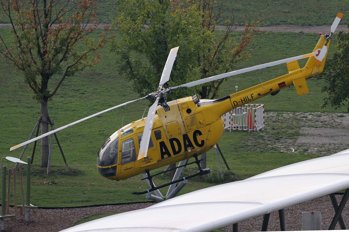 ADAC, D-HILF, Bölkow (MBB), Bo-105,  Christoph 1 , 05.09.2018, MUC-EDDM (Besucherpark), München, Germany 
