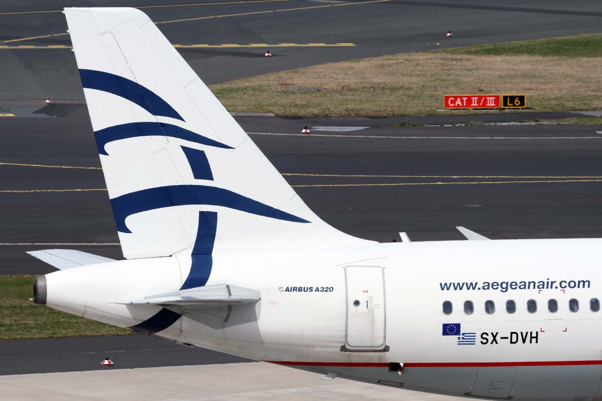 Aegean (A3/AEE), SX-DVH  Nostos , Airbus, A 320-232 (Seitenleitwerk/Tail), 03.04.2015, DUS-EDDL, Düsseldorf, Germany