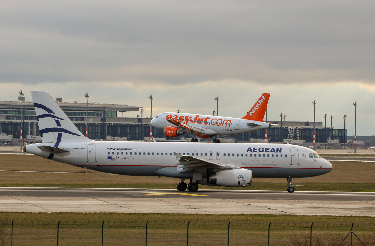Aegean, Airbus A 320-232, SX-DGL, EasyJet, Airbus A 319-111, G-EZDH, SXF, 22.02.2019