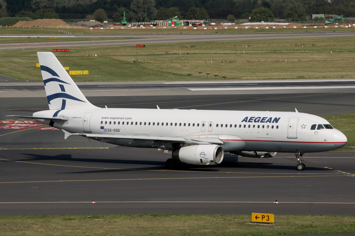 Aegean Airlines, SX-DGD, Airbus, A 320-232 (li. Seite visitgreece.gr - Sticker), DUS-EDDL, Düsseldorf, 21.08.2019, Germany 