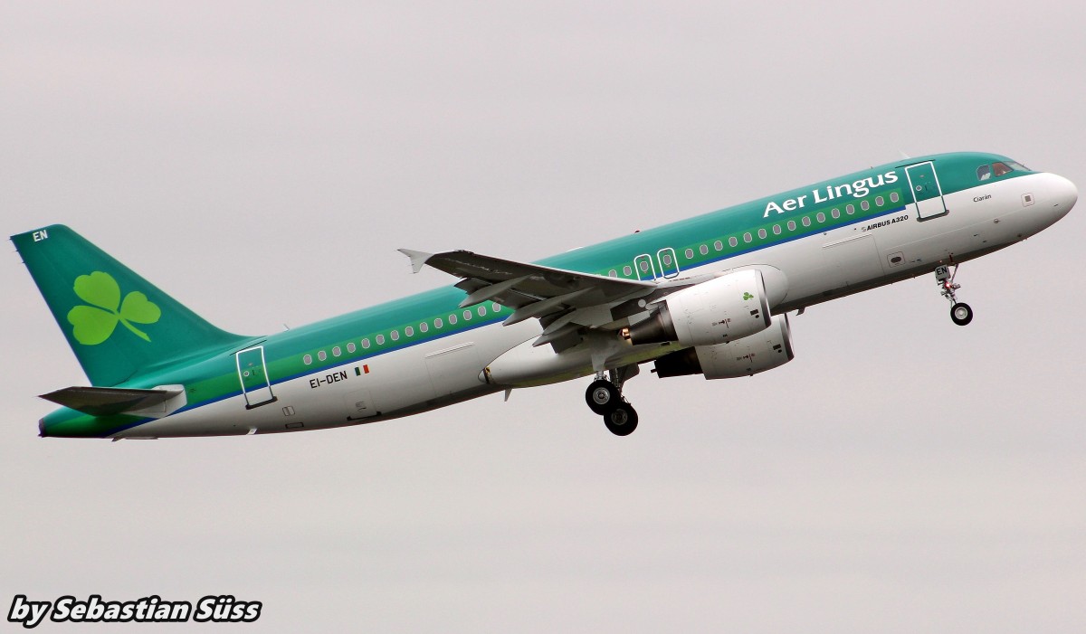 Aer Lingus A320 EI-DEN during Take Off on Polderbaan at AMS. 16.5.15