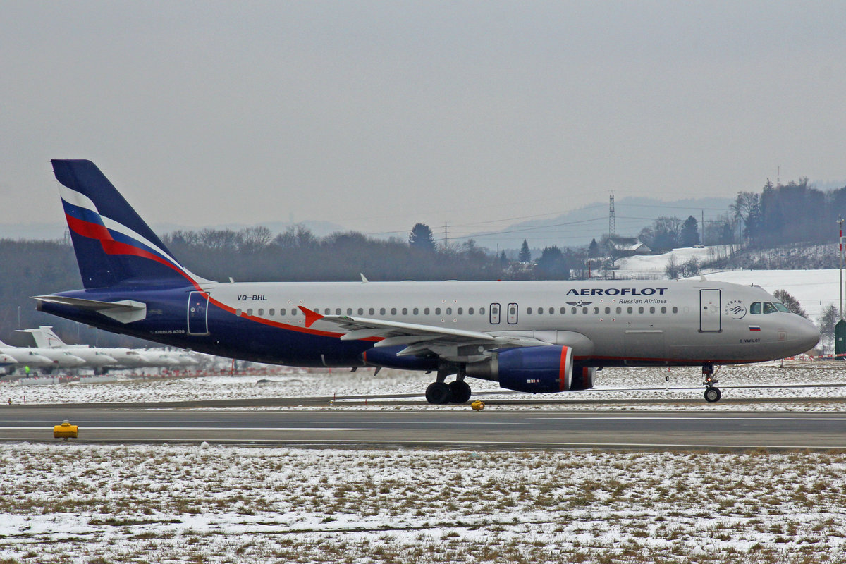 Aeroflot Russian Airline, VQ-BHL, Airbus A320-214,  S.Vavilov , 18.Januar 2017, ZRH Zürich, Switzerland.