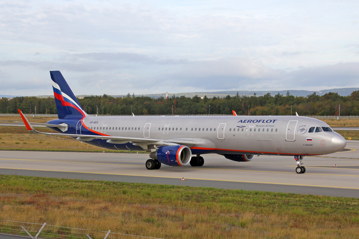 Aeroflot Russian Airlines, VP-BFK, Airbus A321-211, msn: 7667,   F. Volkov , 29.September 2019, FRA Frankfurt, Germany.