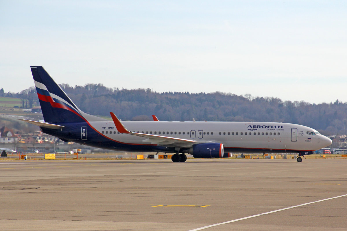 Aeroflot Russian Airlines, VP-BNC, Boeing 737-8LJ, msn: 41234/6543,  Valentin Serov , 01.Februar 2020, ZRH Zürich, Switzerland.