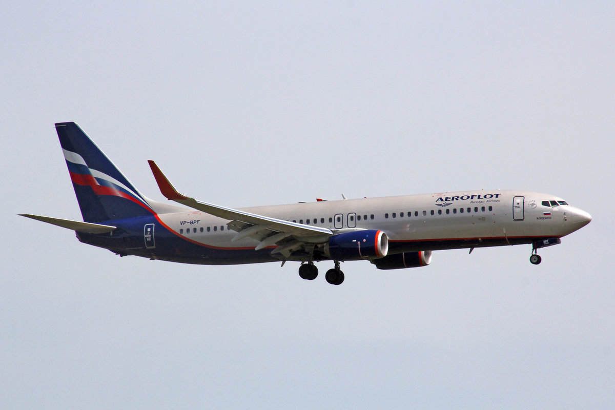 Aeroflot Russian Airlines, VP-BPF, Boeing 737-8MC, msn: 44436/6506,  N.Roerich , 14.April 2018, ZRH Zürich, Switzerland.