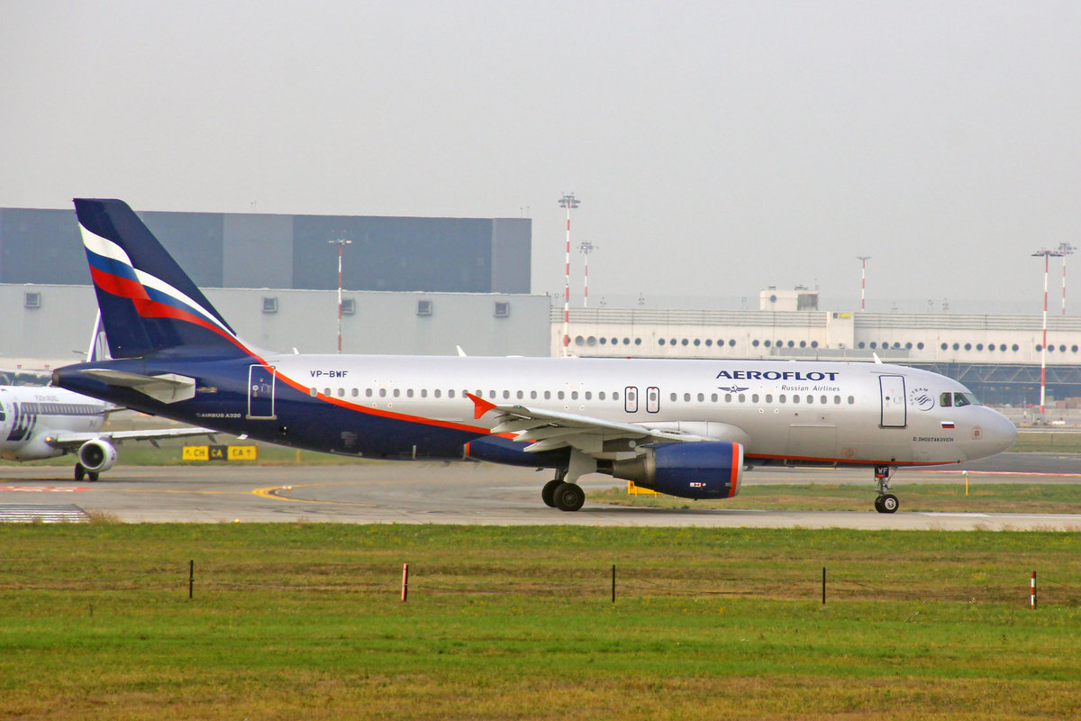 Aeroflot Russian Airlines, VP-BWF, Airbus A320-214, msn: 2144,  Dmitry Shostakovich , 16.Oktober 2018, MXP Milano-Malpensa, Italy.