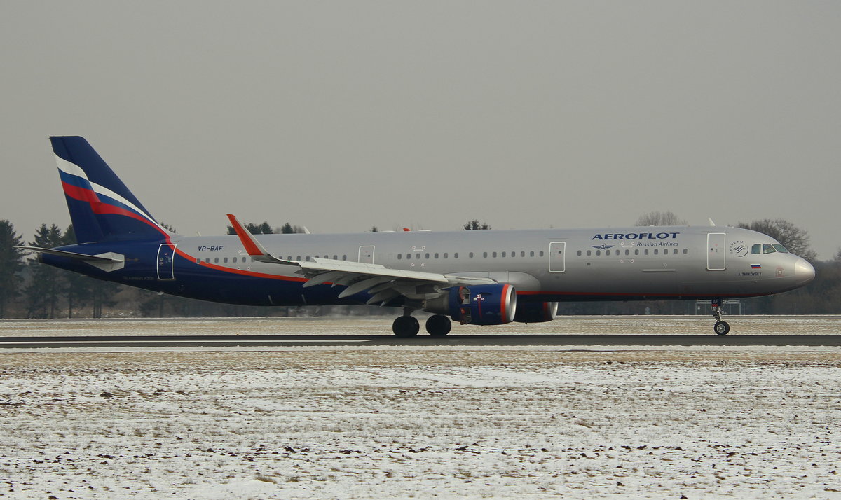 Aeroflot, VP-BAF, MSN 7202, Airbus A 321-211(SL, 04.03.2018, HAM-EDDH, Hamburg, Germany (Name: A.Tarkovsky) 