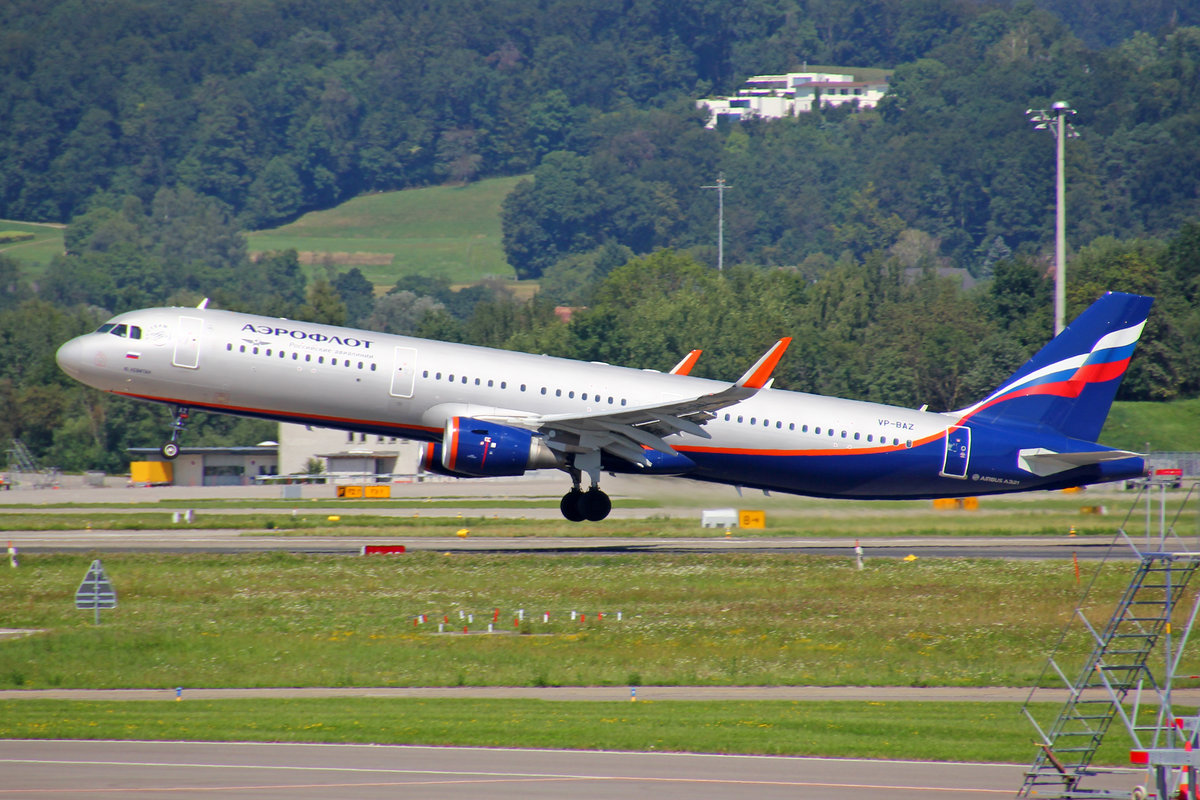 Aeroflot, VP-BAZ, Airbus, A321-211, msn: 7300,  Y.Levitan , 18.August 2019, ZRH Zürich, Switzerland.