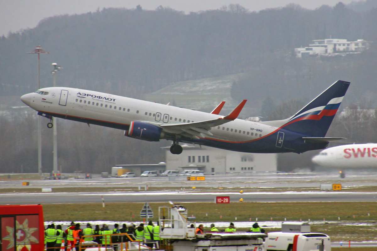 Aeroflot, VP-BMD, Boeing 737-8MC, msn: 44443/6304,  A. Pechersky , 24.Januar 2019, ZRH Zürich, Switzerland.