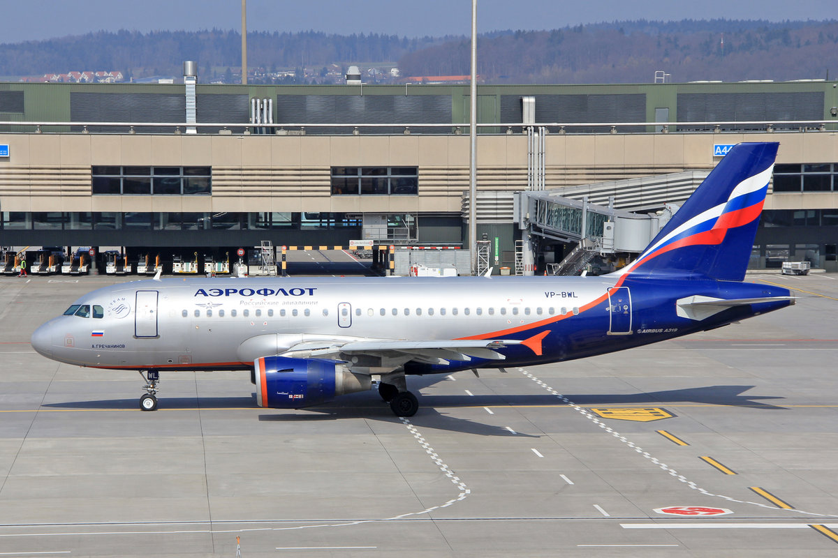 Aeroflot, VP-BWL, Airbus A319-111, msn: 2243,  Alexander Grechaninov , 01.April 2013, ZRH Zürich, Switzerland.