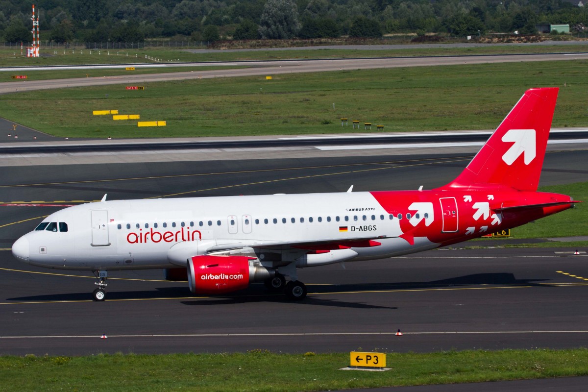 Air Berlin (AB-BER), D-ABGS, Airbus, A 319-112 (ex OLT-Express Lkrg.), 22.08.2015, DUS-EDDL, Düsseldorf, Germany