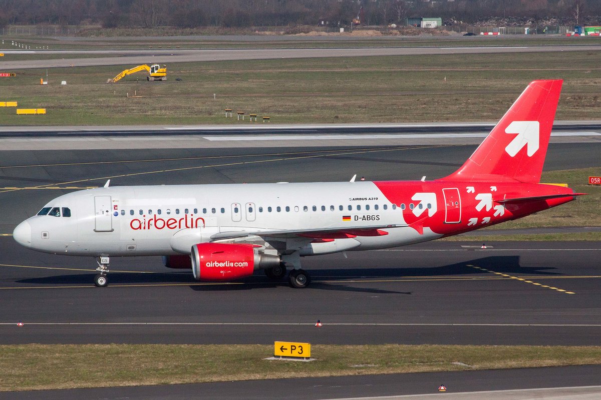 Air Berlin (AB-BER), D-ABGS, Airbus, A 319-112 (ex OLT-Express Lkrg.), 10.03.2016, DUS-EDDL, Düsseldorf, Germany 