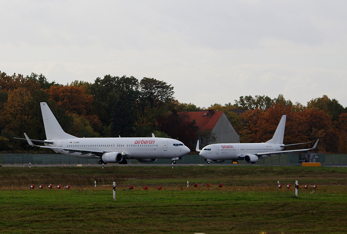 Air Berlin, Boeing B 737-86J, D-ABAG, D-ABBD, TXL, 29.10.2016