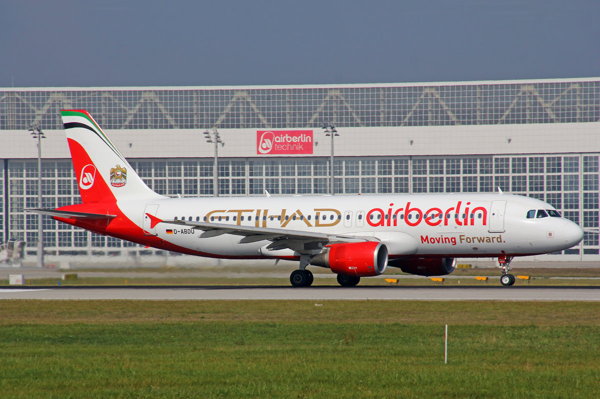 Air Berlin, D-ABDU, Airbus A320-214, 24.September 2016, MUC München, Germany.