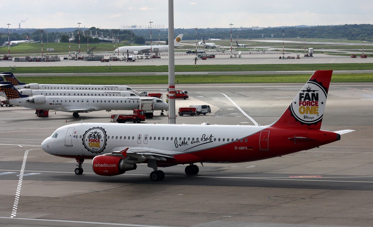Air Berlin, D-ABFK,(c/n 4433),Airbus A 320-214, 14.09.2014, HAM-EDDH, Hamburg, Germany (FAN FORCE ONE cs)