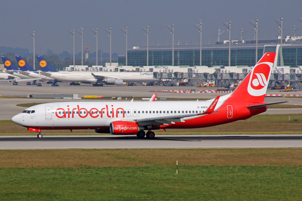 Air Berlin, D-ABKN, Boeing 737-86J, 25.September 2016, MUC München, Germany.