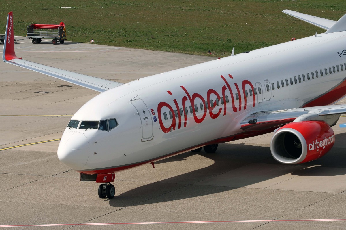 Air Berlin, D-ABMK, Boeing, 737-86J wl (Bug/Nose), 03.04.2015, DUS-EDDL, Düsseldorf, Germany