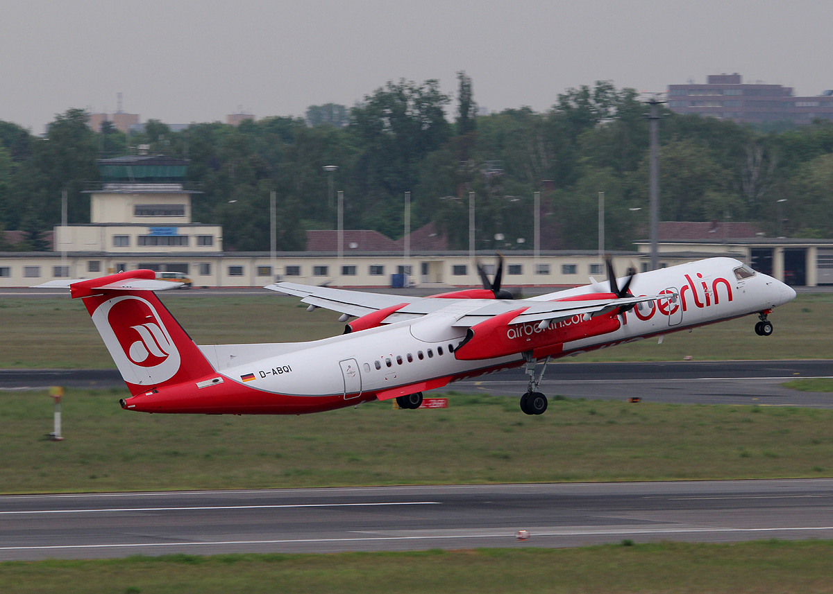Air Berlin De Havilland Canada DHC-8-402Q D-ABQI beim Start in Berlin-Tegel am 18.05.2013