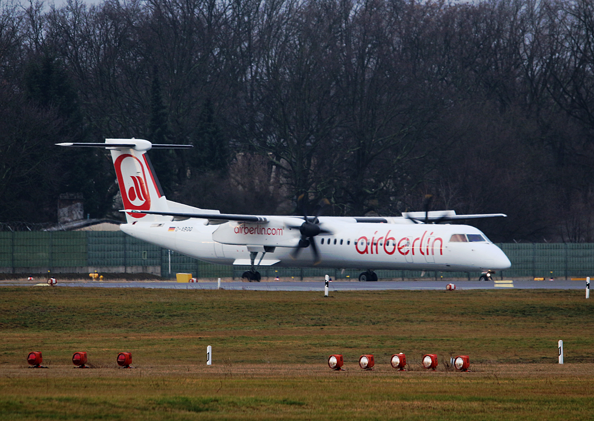 Air Berlin DHC-8-402Q D-ABQQ kurz vor dem Start in Berlin-Tegel am 05.02.2016