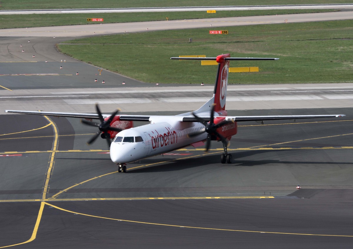 Air Berlin (LGW), D-ABQK (ex SkyWork HB-JIK), De Havilland Canada, 8Q-400, 02.04.2014, DUS-EDDL, Dsseldorf, Germany
