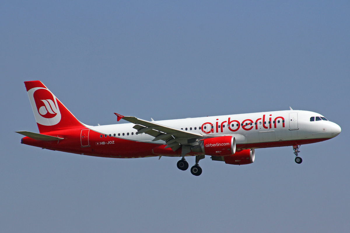 Air Berlin (Operated by Belair Airlines), HB-JOZ, Airbus A320-214, 31.August 2016, ZRH Zürich, Switzerland.