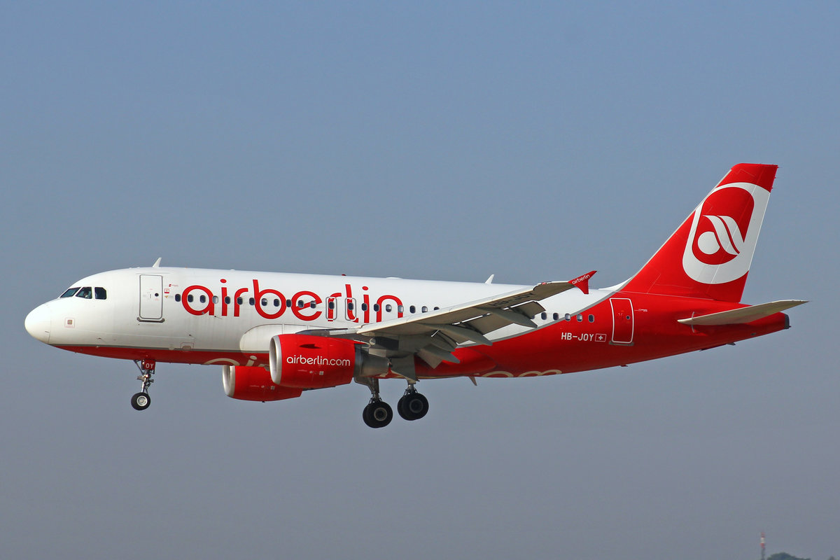 Air Berlin (Operated by Belair Airlines), HB-JOY, Airbus A319-112, 13.September 2016, ZRH Zürich, Switzerland.