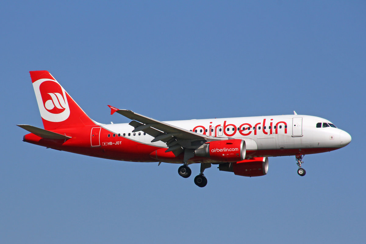 Air Berlin (Operated by Belair Airlines), HB-JOY, Airbus A319-112, 29.September 2016, ZRH Zürich, Switzerland.