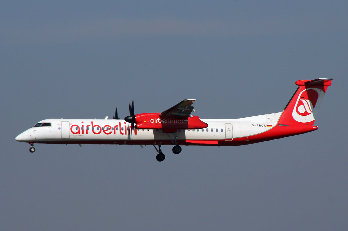 Air Berlin (Operated by LGW), D-ABQA, Bombardier DHC 8-402, 25.September 2016, MUC München, Germany.