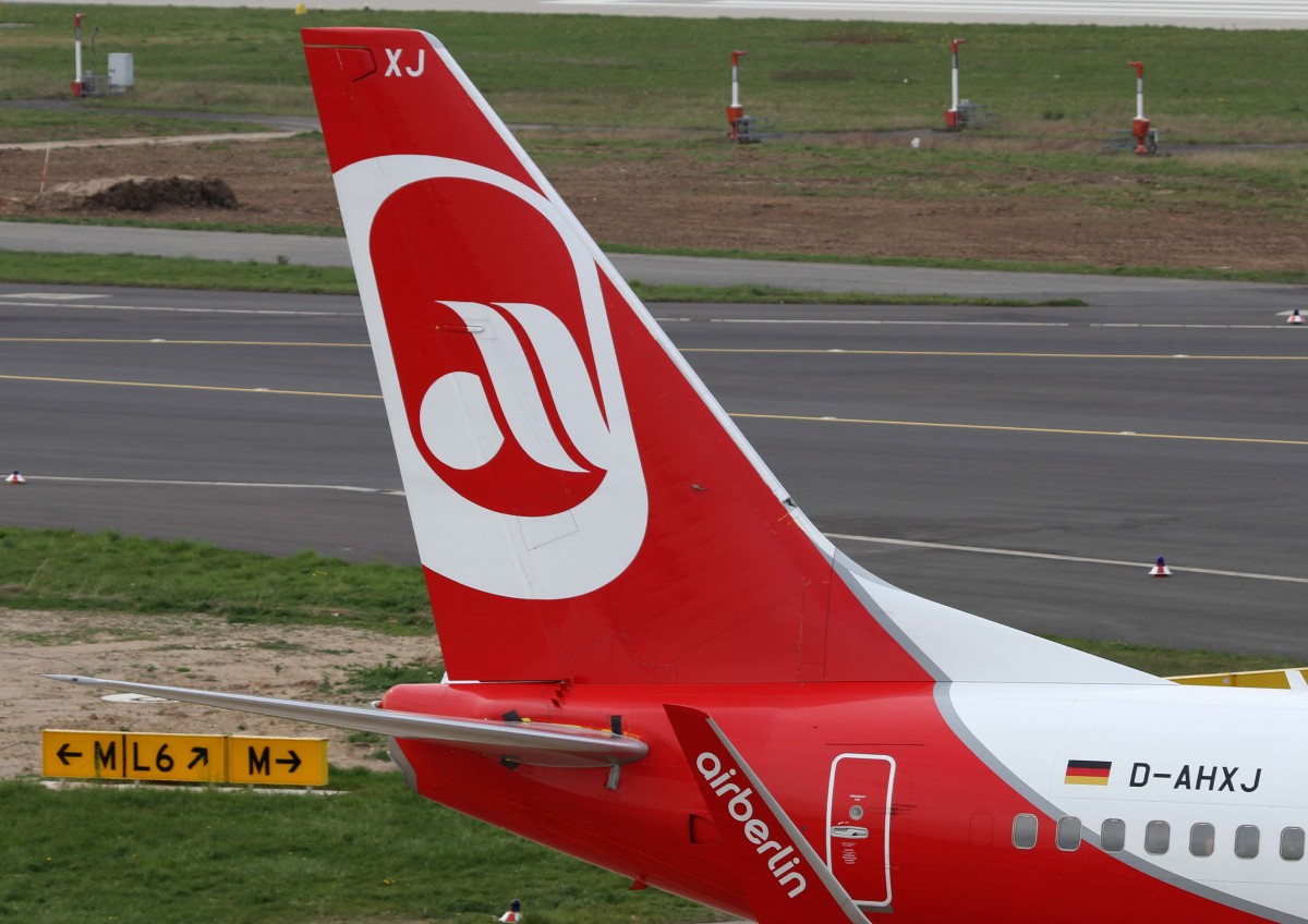 Air Berlin (TUIfly), D-AHXJ, Boeing, 737-700 wl (Seitenleitwerk/Tail), 02.04.2014, DUS-EDDL, Dsseldorf, Germany 
