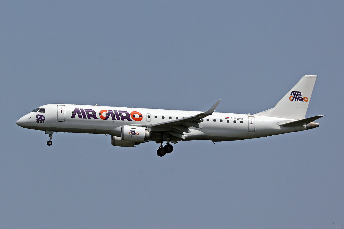 Air Cairo, SU-BVH, Embraer ERJ-190, msn: 19000775,  20 Years , 29.Juni 2026, MXP Milano Malpensa, Italy.