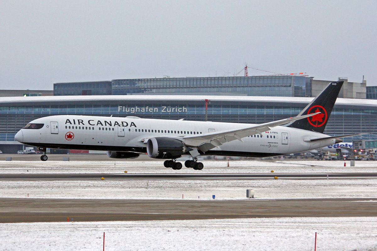 Air Canada, C-FRTG, Boeing 787-9, msn: 37184/558, 13.Februar 2021, ZRH Zürich, Switzerland.