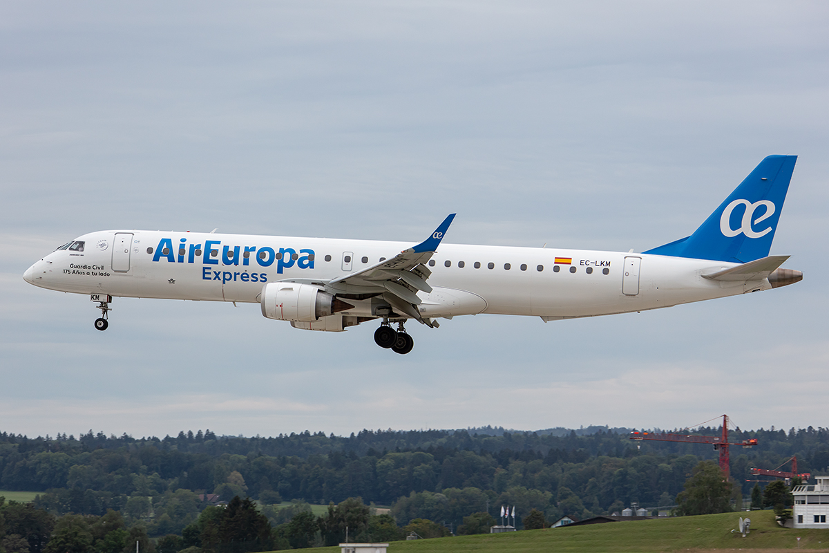 Air Europa, EC-LKM, Embraer, 195, 17.08.2019, ZRH, Zürich, Switzerland

