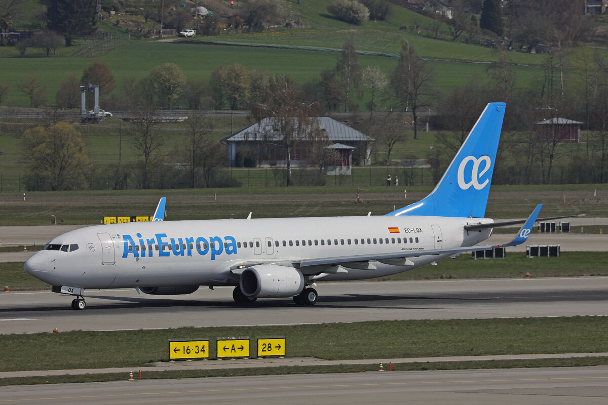 Air Europa, EC-LQX, Boeing B737-85P, msn: 36589/4116, 03.April 2026, ZRH Zürich, Switzerland.