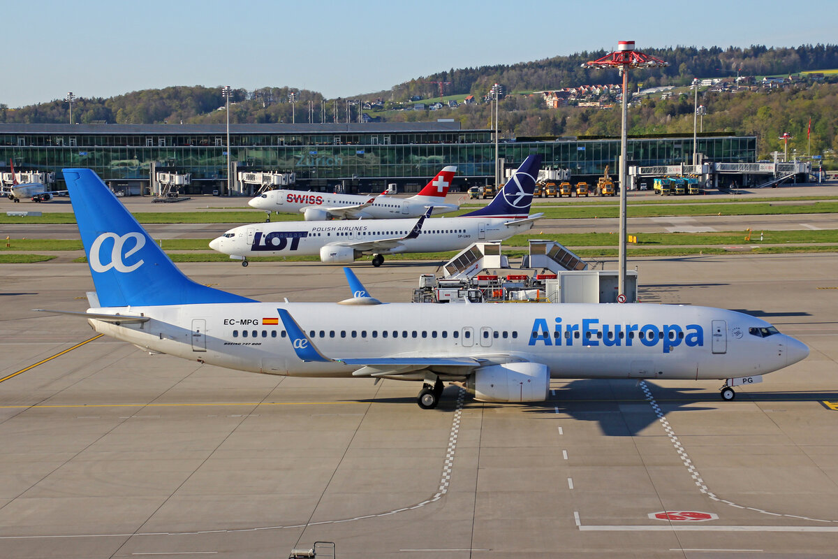 Air Europa, EC-MPG, Boeing B737-85P, msn: 60586/6432, 18.April 2022, ZRH Zürich, Switzerland.