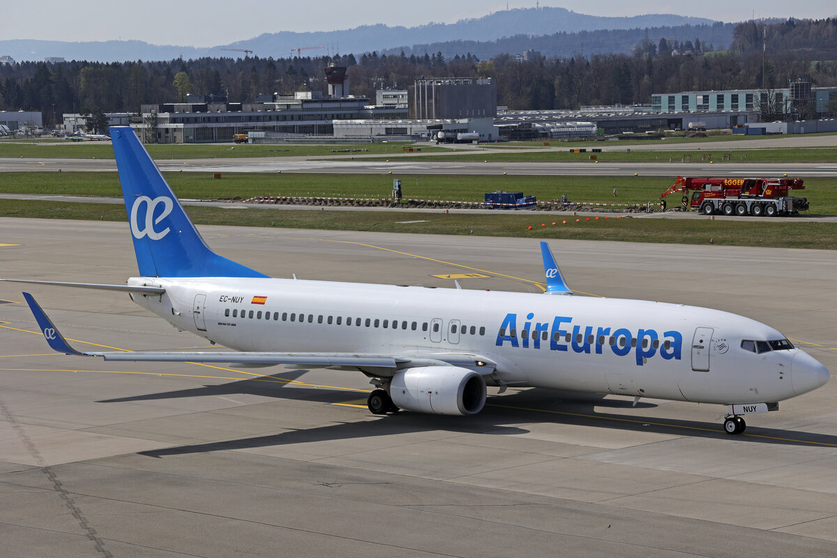 Air Europa, EC-NUY, Boeing B737-8GP, msn: 39858/5503, 03.April 2026, ZRH Zürich, Switzerland.
