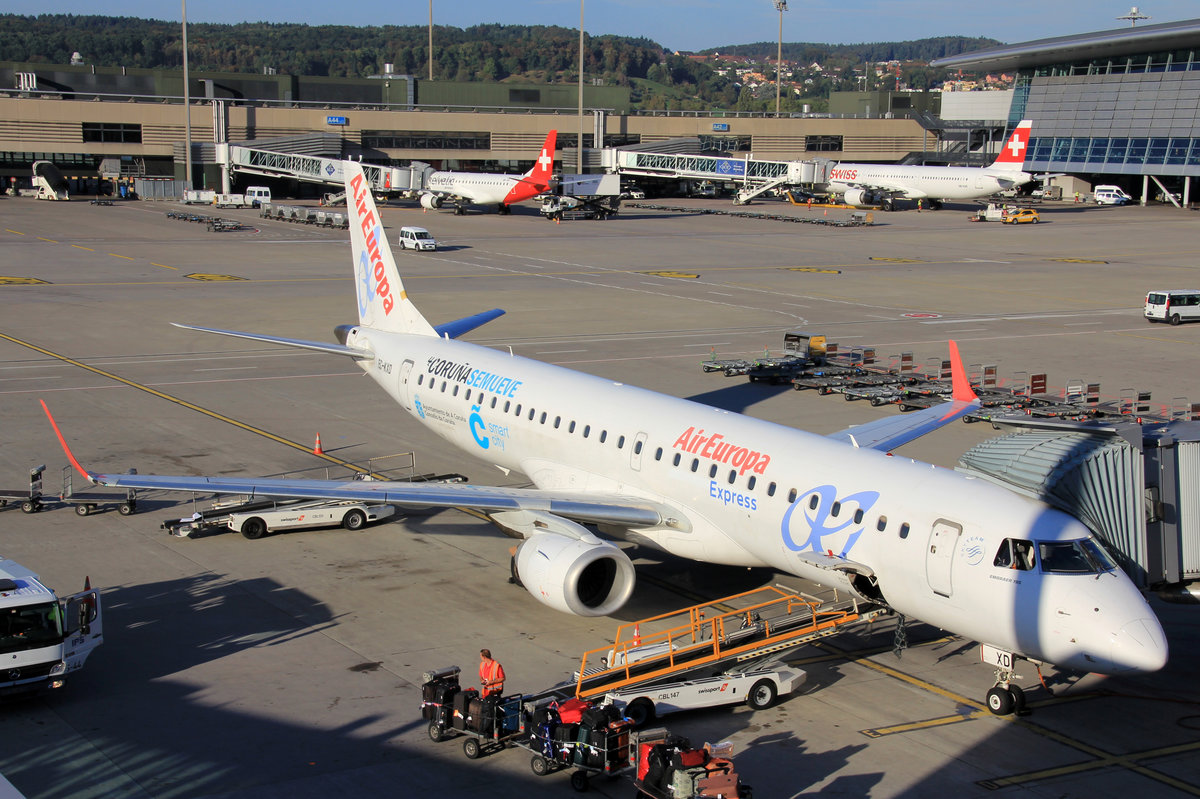 Air Europa Express, EC-KXD, Embraer ERJ-195LR, 29.September 2016, ZRH Zürich, Switzerland.