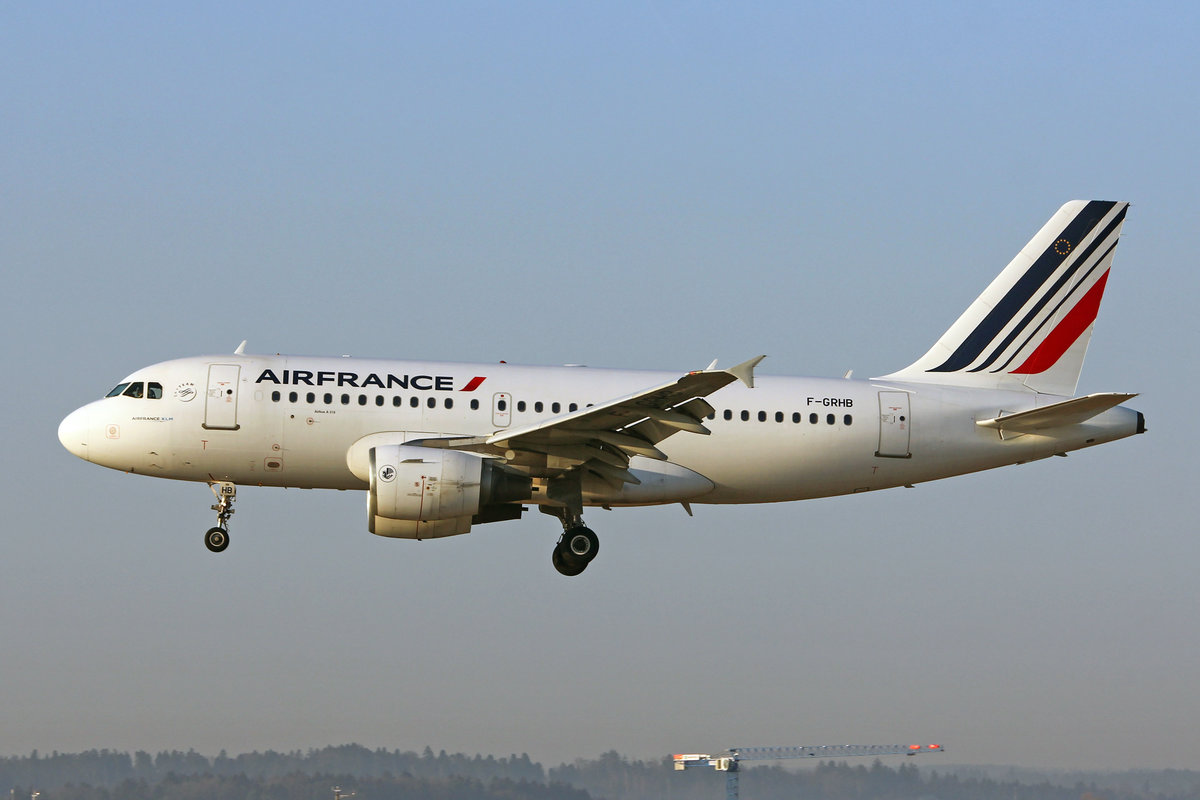 Air France, F-GRHB, Airbus A319-111, msn: 985, 21.Februar 2019, ZRH Zürich, Switzerland.