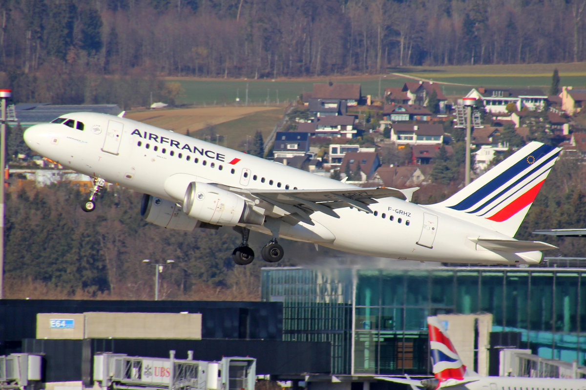 Air France, F-GRHZ, Airbus A319-111, msn: 1622, 27.Februar 2019, ZRH Zürich, Switzerland.