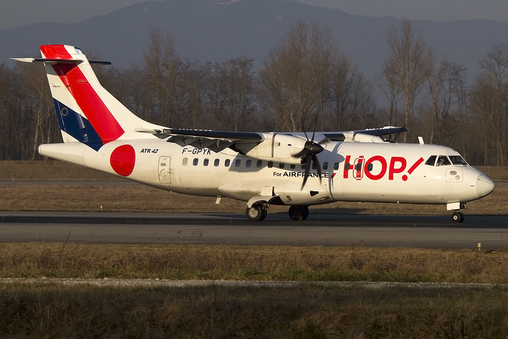 Air France - HOP!, F-GPYK, Aerospatiale, ATR-42-500, 12.02.2015, BSL, Basel, Switzerland 




