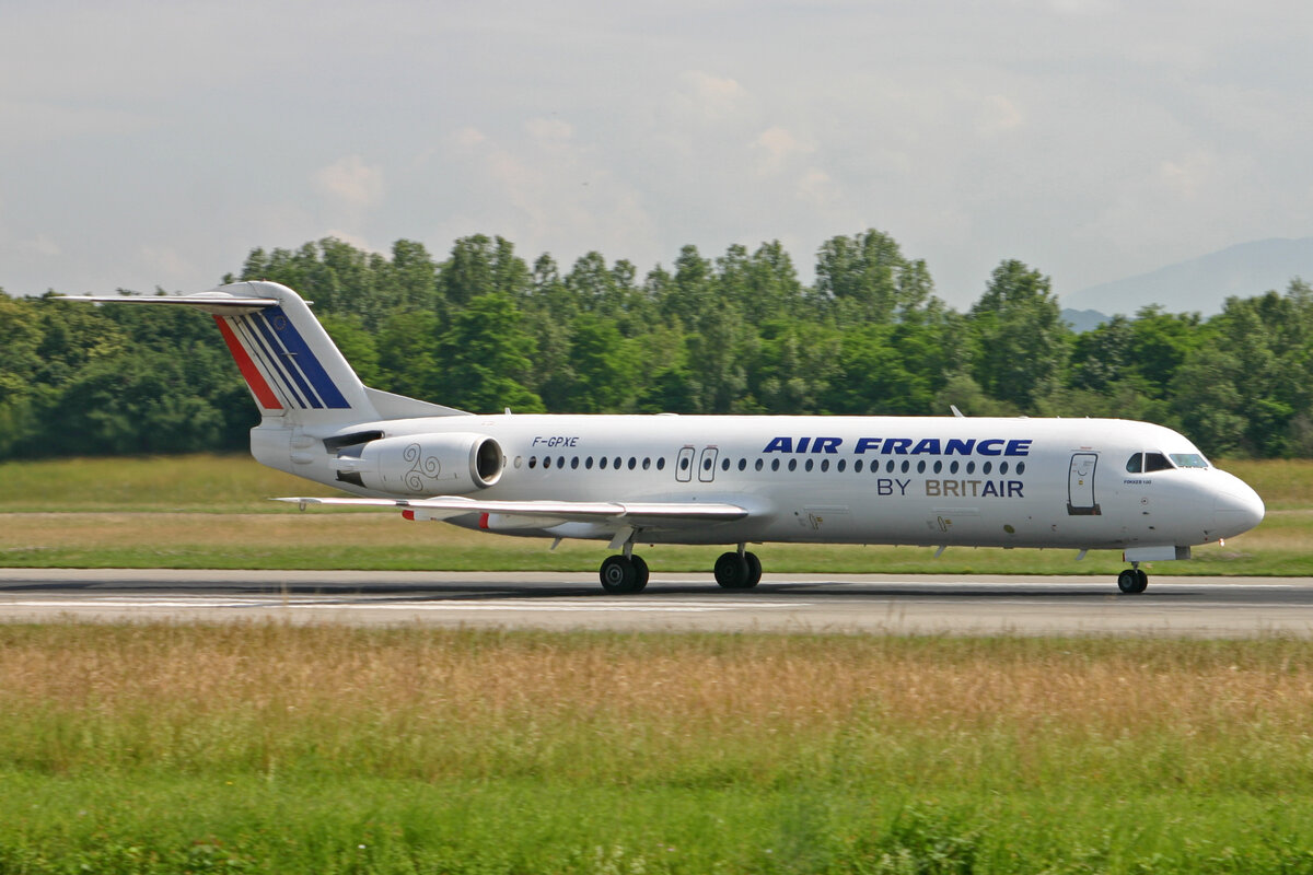 Air France (Operated by Brit Air), F-GPXE, Fokker 100, msn: 11495, 14.Juni 2008, BSL Basel - Mühlhausen, Switzerland.