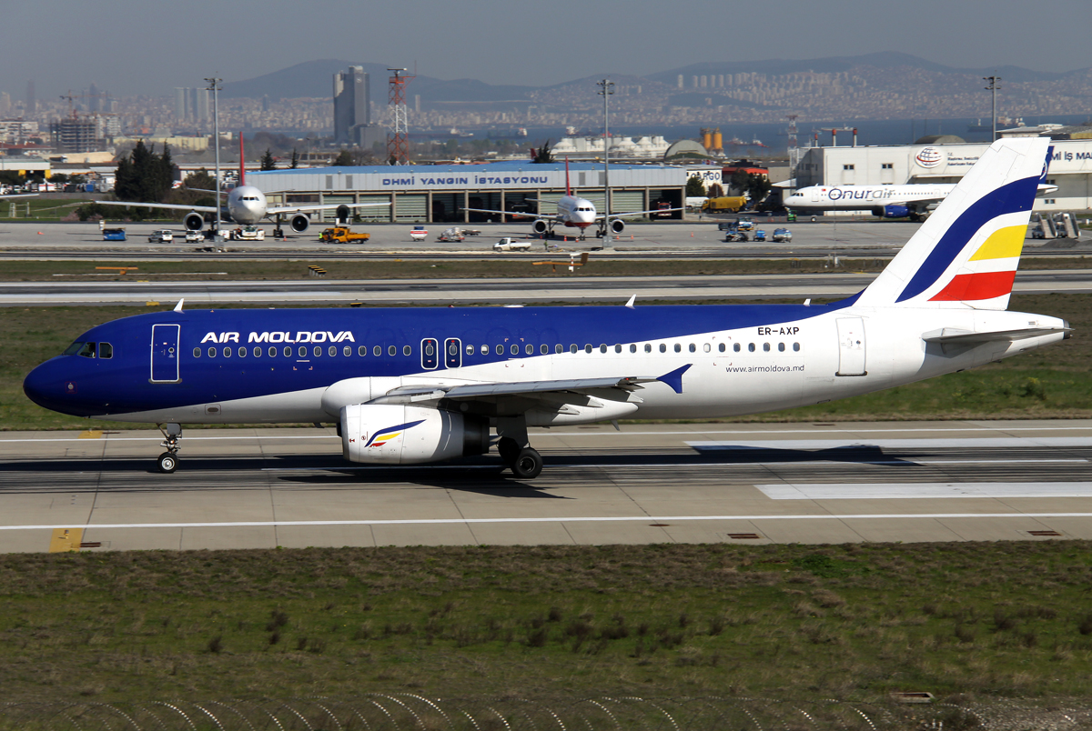 Air Moldova A-320 ER-AXP beim Takeoff auf 36L in IST / LTBA / Istanbul am 21.03.2014
