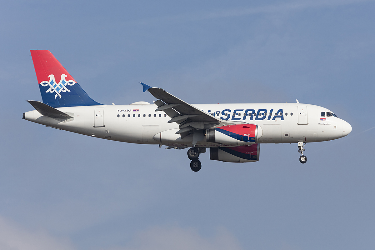 Air Serbia, YU-APA, Airbus, A319-132, 24.03.2018, FRA, Frankfurt, Germany



