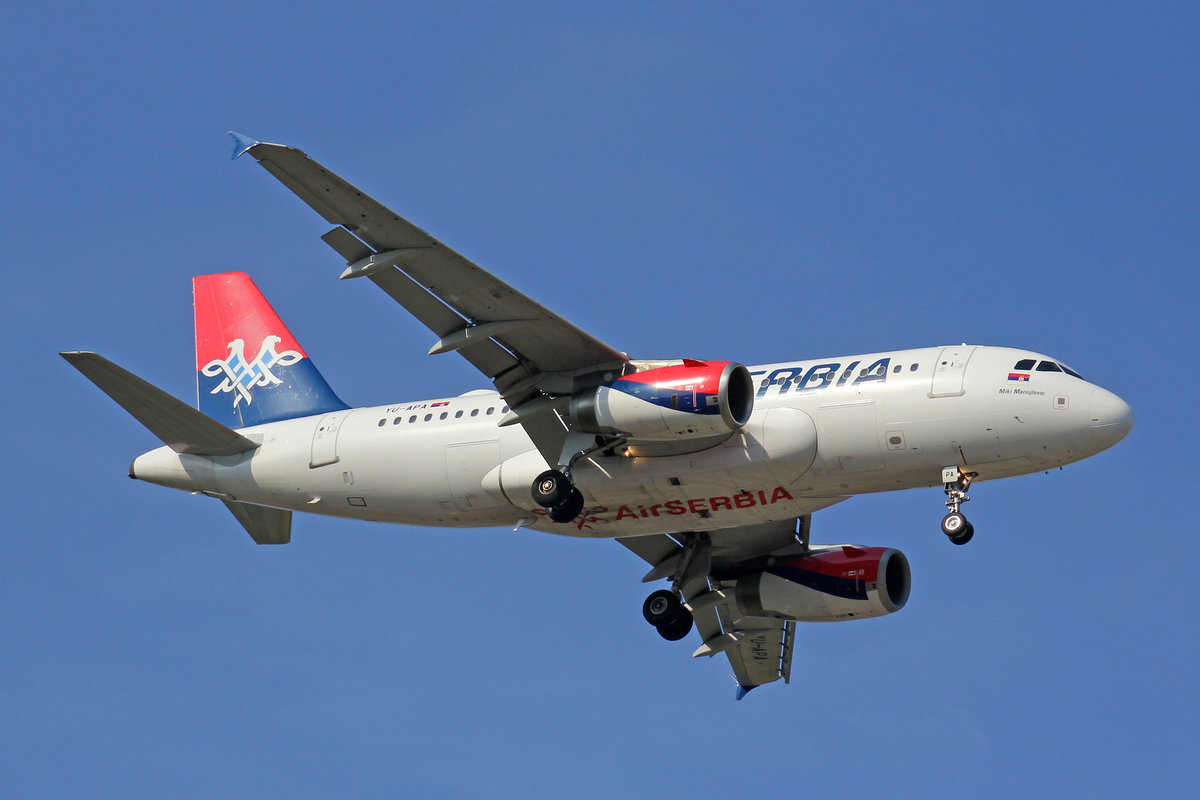 Air Serbia, YU-APA, Airbus A319-132, msn: 2277,  Miki Manojlovic , 01.August 2020, ZRH Zürich, Switzerland.