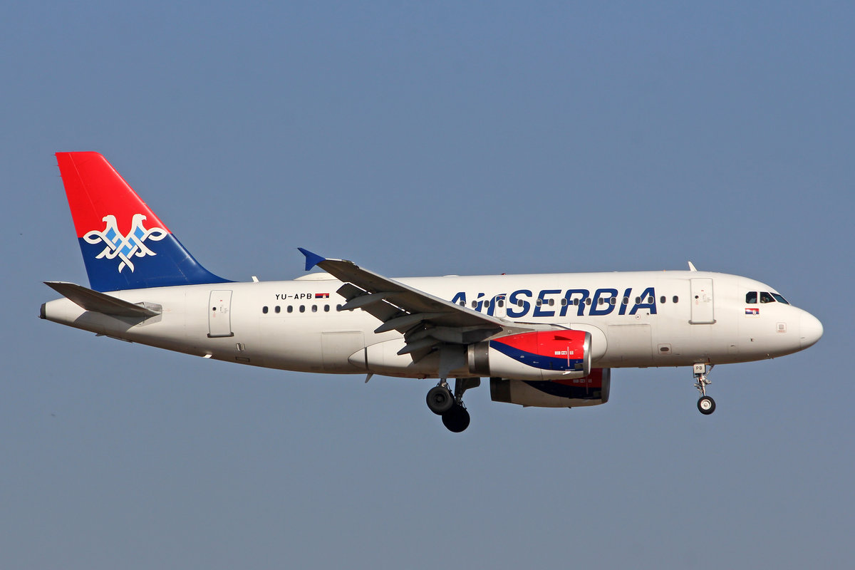 Air Serbia, YU-APB, Airbus A319-132, msn: 2296, 21.Februar 2019, ZRH Zürich, Switzerland.
