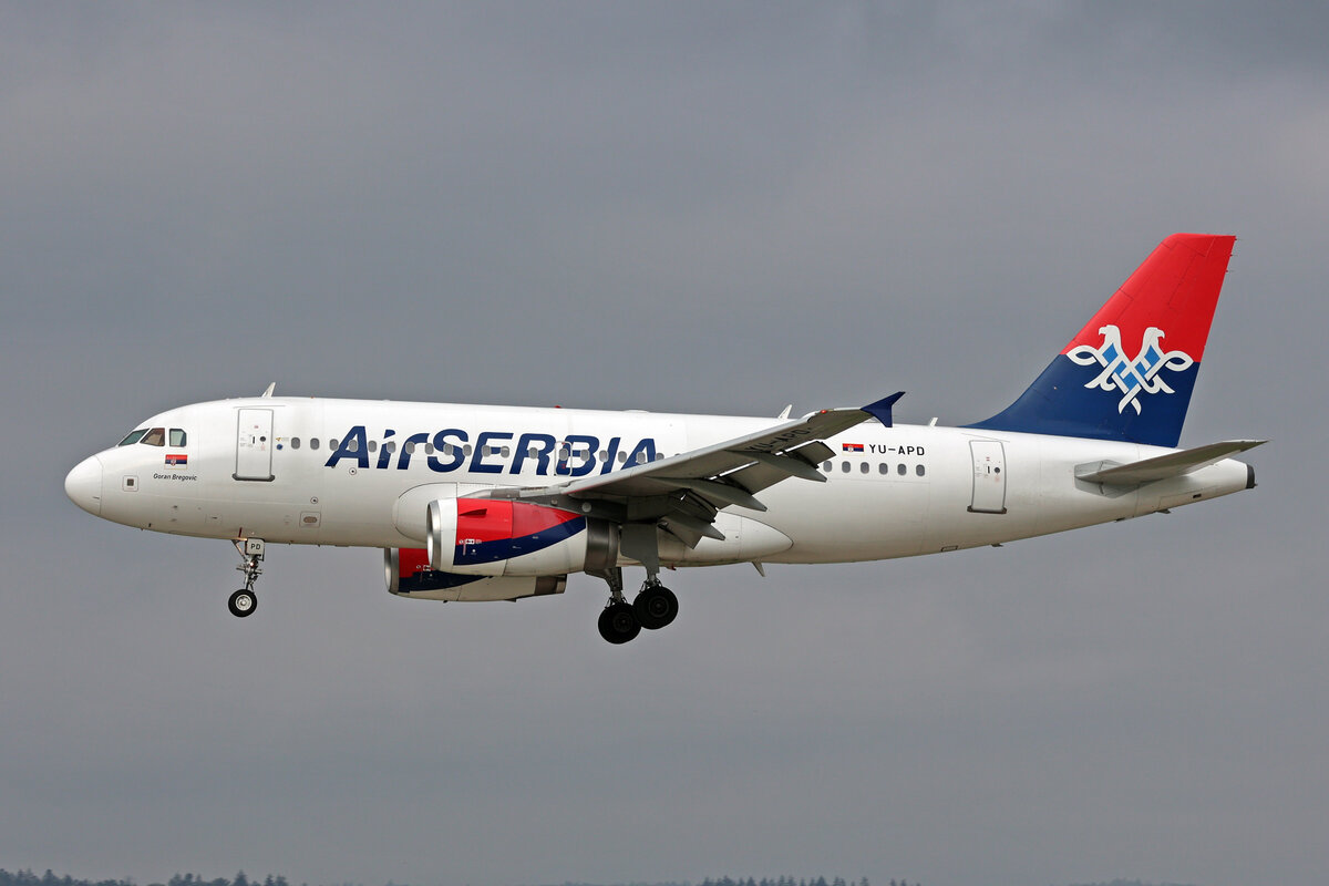 Air Serbia, YU-APD, Airbus A319-132, msn: 2335,  Goran Bregovic , 03.Mai 2023, ZRH Zürich, Switzerland.
