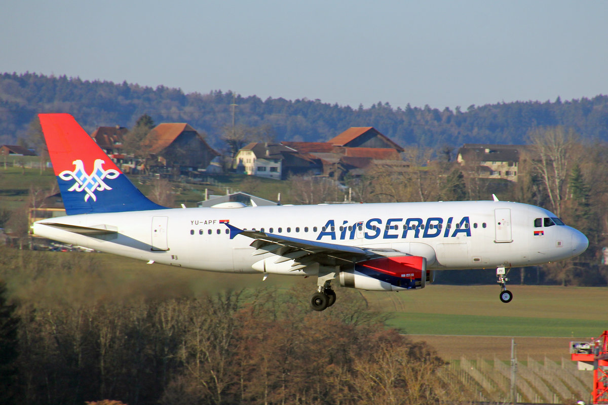 Air Serbia, YU-APF, Airbus A319-131, msn: 3317, 24.Februar 2019, ZRH Zürich, Switzerland.